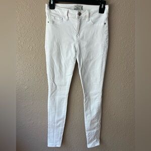 Womens Abercrombie & Fitch Jeans Harper Super Skinny White Denim Sz 24/00R GUC